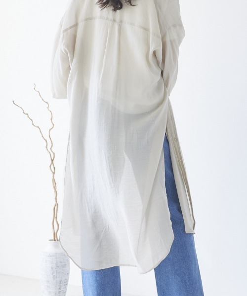 LIPSTAR（リップスター）の「【WEB別注】シアーバンドカラーパイピングワンピース（ワンピース・レディース・グレー/オフホワイト/グリーン・M）」の22枚目の写真