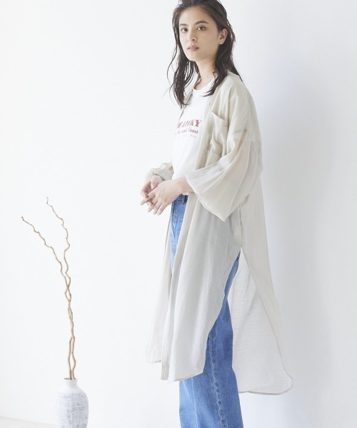 LIPSTAR（リップスター）の「【WEB別注】シアーバンドカラーパイピングワンピース（ワンピース・レディース・グレー/オフホワイト/グリーン・M）」の20枚目の写真