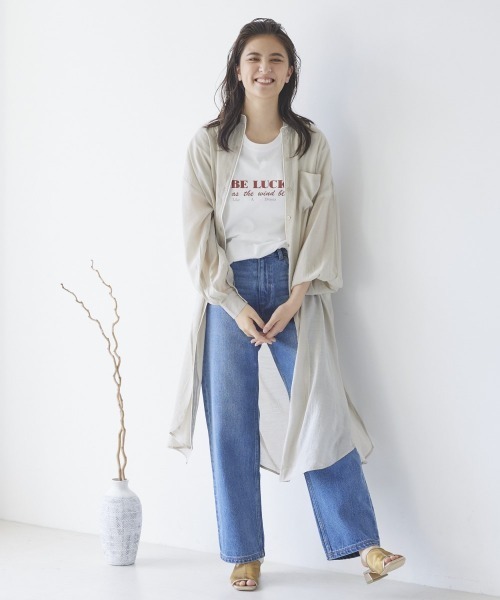 LIPSTAR（リップスター）の「【WEB別注】シアーバンドカラーパイピングワンピース（ワンピース・レディース・グレー/オフホワイト/グリーン・M）」の7枚目の写真