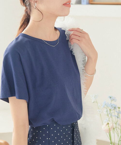 KOBE LETTUCE（コウベレタス）の「コットン100％シンプル半袖Tシャツ（Tシャツ/カットソー・レディース・ホワイト系その他/ミント/ブラック/ピンク系その他/オフホワイト/ブラウン系その他/パープル系/オレンジ系/ネイビー/ホワイト×ブラック/ブルー/ピンク/ライトグレー/グリーン/レッド/ブラウン・S/M/L）」の10枚目の写真