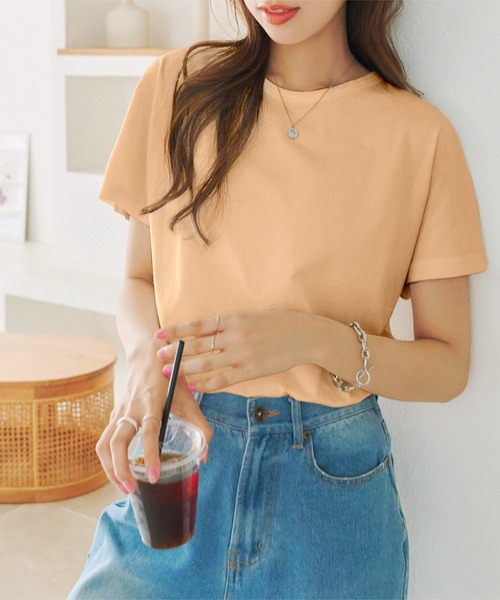 コットン100％シンプル半袖Tシャツ