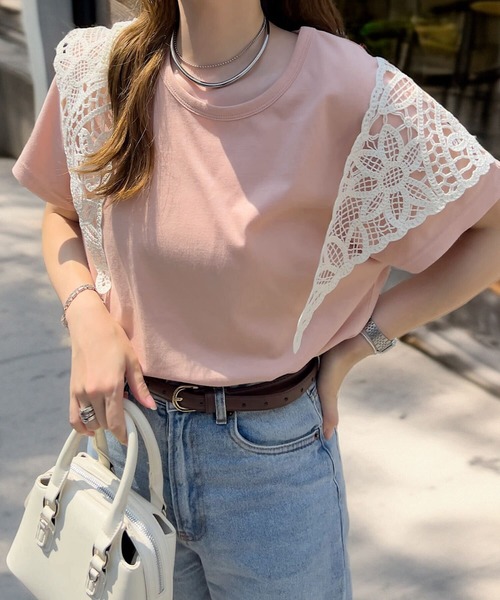 KOBE LETTUCE（コウベレタス）の「コットン100％シンプル半袖Tシャツ（Tシャツ/カットソー・レディース・ホワイト系その他/ミント/ブラック/ピンク系その他/オフホワイト/ブラウン系その他/パープル系/オレンジ系/ネイビー/ホワイト×ブラック/ブルー/ピンク/ライトグレー/グリーン/レッド/ブラウン・S/M/L）」の13枚目の写真