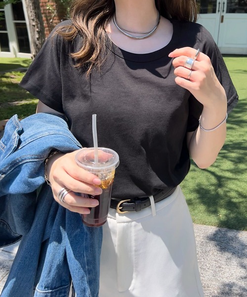 コットン100％シンプル半袖Tシャツ