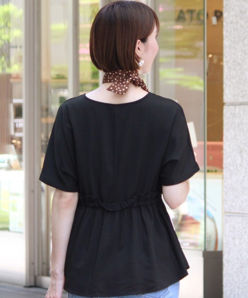 ElegChic(エレグシック)の「ウエストリボン ギャザートップス(シャツ/ブラウス・レディース・ホワイト/ブラック・M)」の5枚目の写真