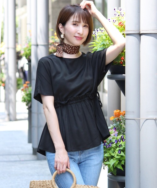 ElegChic(エレグシック)の「ウエストリボン ギャザートップス(シャツ/ブラウス・レディース・ホワイト/ブラック・M)」の7枚目の写真