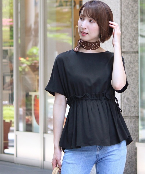 ElegChic(エレグシック)の「ウエストリボン ギャザートップス(シャツ/ブラウス・レディース・ホワイト/ブラック・M)」の8枚目の写真