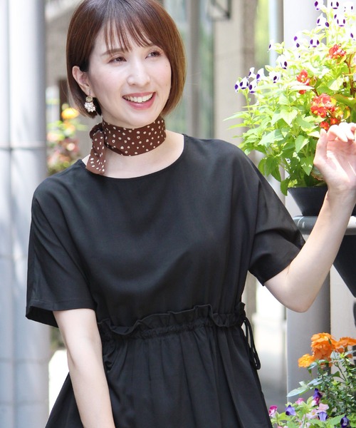 ElegChic(エレグシック)の「ウエストリボン ギャザートップス(シャツ/ブラウス・レディース・ホワイト/ブラック・M)」の9枚目の写真