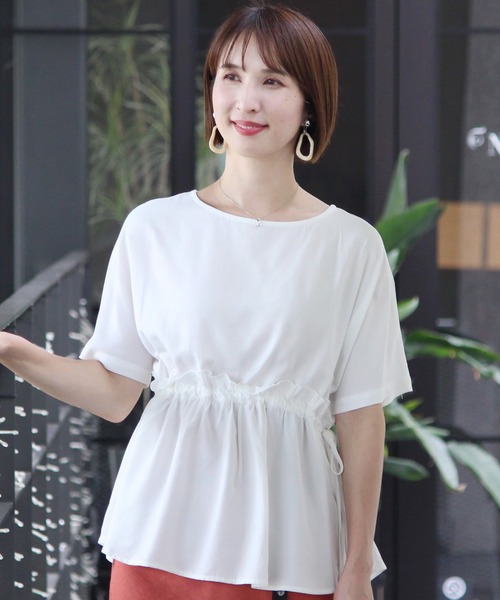 ElegChic(エレグシック)の「ウエストリボン ギャザートップス(シャツ/ブラウス・レディース・ホワイト/ブラック・M)」の10枚目の写真