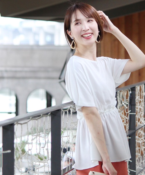 ElegChic(エレグシック)の「ウエストリボン ギャザートップス(シャツ/ブラウス・レディース・ホワイト/ブラック・M)」の13枚目の写真