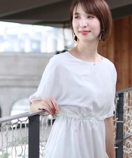 ElegChic(エレグシック)の「ウエストリボン ギャザートップス(シャツ/ブラウス・レディース・ホワイト/ブラック・M)」の16枚目の写真