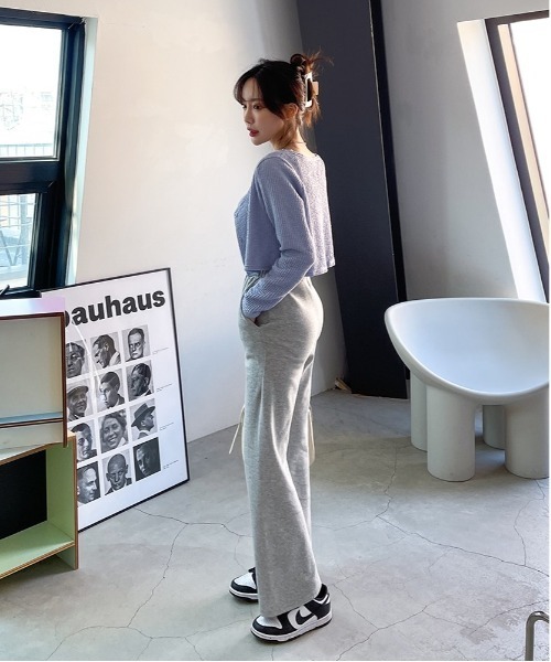 SONA（ソナ）の「SONYUNARA ウエストバンディングセミブーツカットパンツ（スウェットパンツ・レディース・ブラック/グレー・150/160）」の13枚目の写真