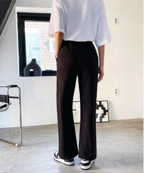 SONA（ソナ）の「SONYUNARA ウエストバンディングセミブーツカットパンツ（スウェットパンツ・レディース・ブラック/グレー・150/160）」の20枚目の写真