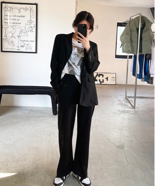 SONA（ソナ）の「SONYUNARA ウエストバンディングセミブーツカットパンツ（スウェットパンツ・レディース・ブラック/グレー・150/160）」の8枚目の写真