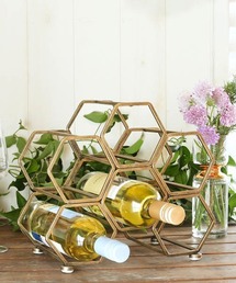 DULTON(ダルトン)のHONEYCOMB WINE RACK ANTIQUE GOLD /ハニカム ワイン ラック(キッチン収納)