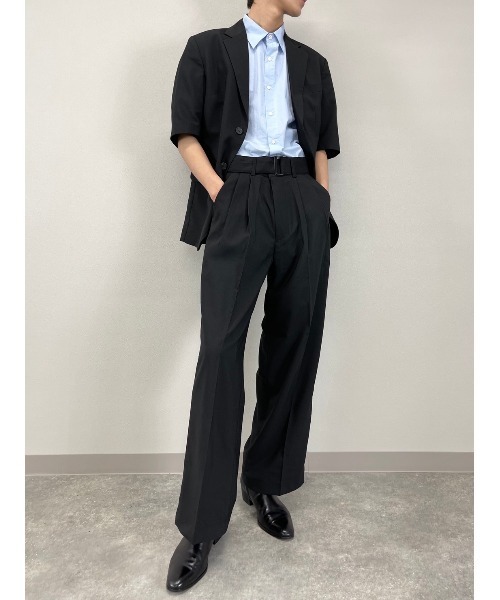 Chikashitsu +(チカシツプラス)の「【Chikashitsu +/チカシツプラス】set up half sleeve jacket/セットアップ ハーフ スリーブ ジャケット(テーラードジャケット・メンズ・ブラック・M)」の14枚目の写真