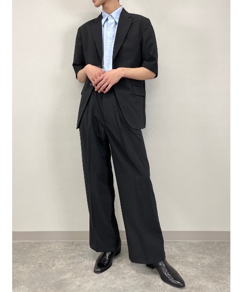 Chikashitsu +(チカシツプラス)の「【Chikashitsu +/チカシツプラス】set up half sleeve jacket/セットアップ ハーフ スリーブ ジャケット(テーラードジャケット・メンズ・ブラック・M)」の20枚目の写真