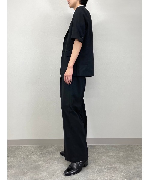 Chikashitsu +(チカシツプラス)の「【Chikashitsu +/チカシツプラス】set up half sleeve jacket/セットアップ ハーフ スリーブ ジャケット(テーラードジャケット・メンズ・ブラック・M)」の4枚目の写真