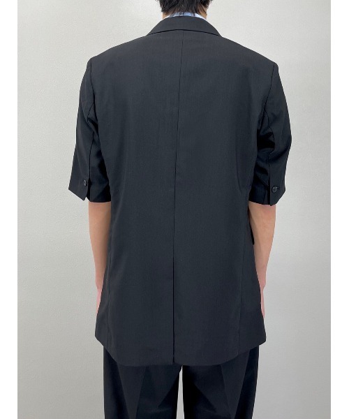 Chikashitsu +(チカシツプラス)の「【Chikashitsu +/チカシツプラス】set up half sleeve jacket/セットアップ ハーフ スリーブ ジャケット(テーラードジャケット・メンズ・ブラック・M)」の7枚目の写真