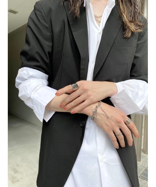 Chikashitsu +(チカシツプラス)の「【Chikashitsu +/チカシツプラス】set up half sleeve jacket/セットアップ ハーフ スリーブ ジャケット(テーラードジャケット・メンズ・ブラック・M)」の12枚目の写真