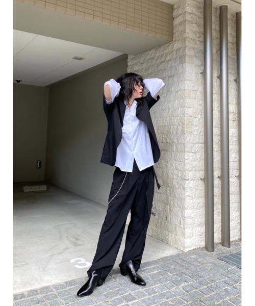 Chikashitsu +(チカシツプラス)の「【Chikashitsu +/チカシツプラス】set up half sleeve jacket/セットアップ ハーフ スリーブ ジャケット(テーラードジャケット・メンズ・ブラック・M)」の10枚目の写真