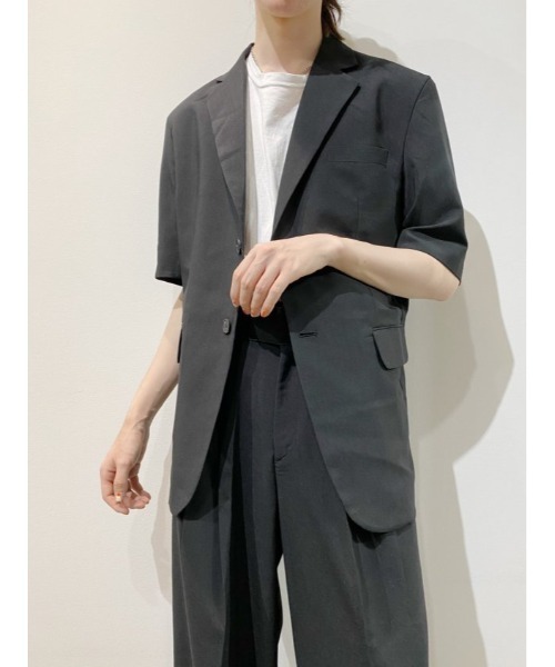 Chikashitsu +(チカシツプラス)の「【Chikashitsu +/チカシツプラス】set up half sleeve jacket/セットアップ ハーフ スリーブ ジャケット(テーラードジャケット・メンズ・ブラック・M)」の13枚目の写真