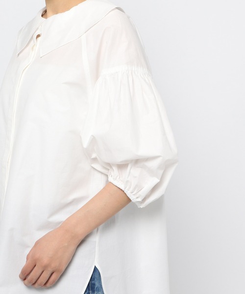 GLOBAL WORK（グローバルワーク）の「コットン付け襟ブラウス/939890（シャツ/ブラウス・レディース・ホワイト/ブラック/ベージュ・FREE）」の8枚目の写真