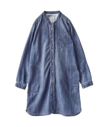 エアレットデニム スタンドカラーロングシャツ