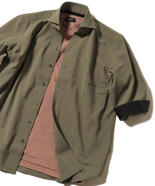 MEN'S BIGI（メンズビギ）の「接触冷感 七分袖カッタウェイシャツ（シャツ/ブラウス・メンズ・ライトベージュ/カーキ/ブルー系その他・1/2/3/4）」の3枚目の写真