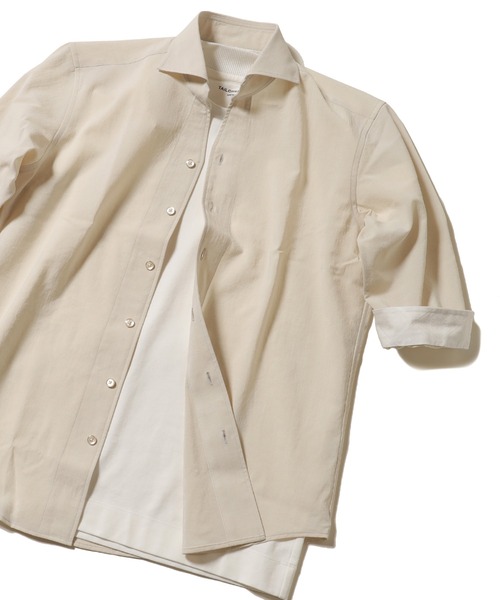 MEN'S BIGI（メンズビギ）の「接触冷感 七分袖カッタウェイシャツ（シャツ/ブラウス・メンズ・ライトベージュ/カーキ/ブルー系その他・1/2/3/4）」の2枚目の写真