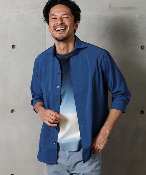 MEN'S BIGI（メンズビギ）の「接触冷感 七分袖カッタウェイシャツ（シャツ/ブラウス・メンズ・ライトベージュ/カーキ/ブルー系その他・1/2/3/4）」の4枚目の写真