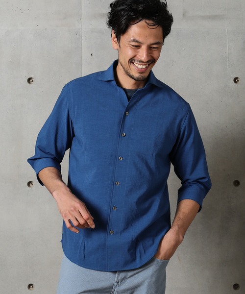 MEN'S BIGI（メンズビギ）の「接触冷感 七分袖カッタウェイシャツ（シャツ/ブラウス・メンズ・ライトベージュ/カーキ/ブルー系その他・1/2/3/4）」の5枚目の写真