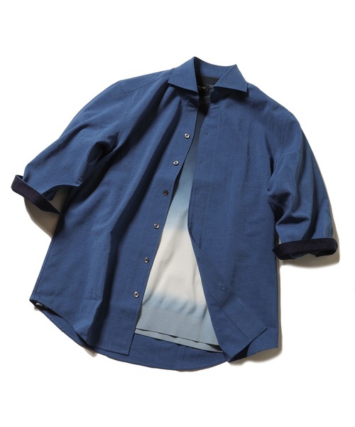 MEN'S BIGI（メンズビギ）の「接触冷感 七分袖カッタウェイシャツ（シャツ/ブラウス・メンズ・ライトベージュ/カーキ/ブルー系その他・1/2/3/4）」の6枚目の写真