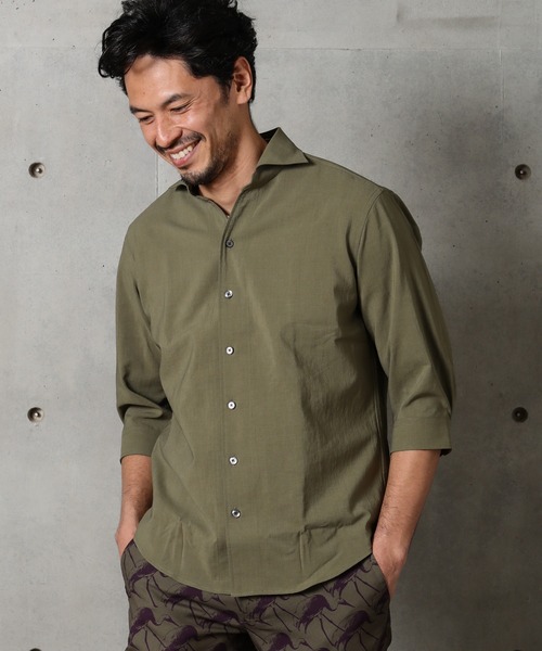 MEN'S BIGI（メンズビギ）の「接触冷感 七分袖カッタウェイシャツ（シャツ/ブラウス・メンズ・ライトベージュ/カーキ/ブルー系その他・1/2/3/4）」の11枚目の写真