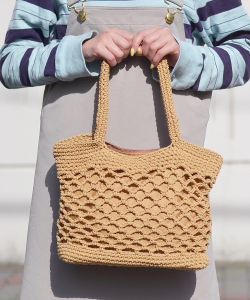 Fun & Daily（ファンアンドデイリー）の「F&D : ニットハンドバッグ（かごバッグ・レディース・ブラウン/ベージュ/ブラック・FREE）」の12枚目の写真