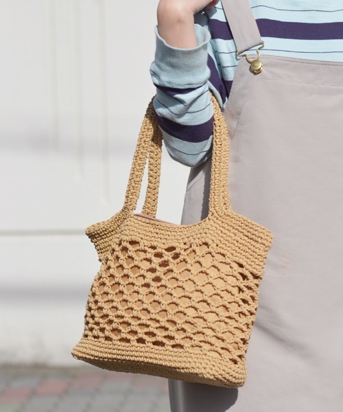 Fun & Daily（ファンアンドデイリー）の「F&D : ニットハンドバッグ（かごバッグ・レディース・ブラウン/ベージュ/ブラック・FREE）」の13枚目の写真