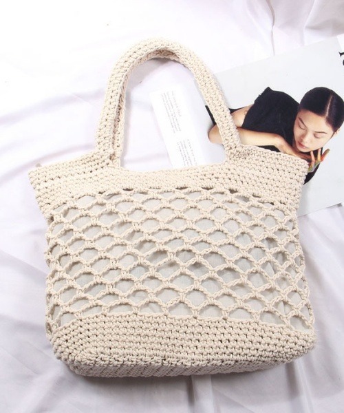 Fun & Daily（ファンアンドデイリー）の「F&D : ニットハンドバッグ（かごバッグ・レディース・ブラウン/ベージュ/ブラック・FREE）」の4枚目の写真