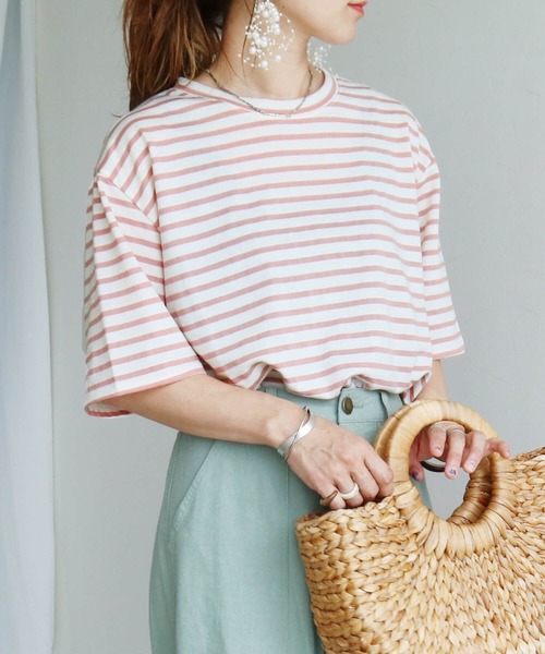 reca(レカ)の「ボーダーリンガーTシャツ(Tシャツ/カットソー・レディース・ブラック/ネイビー/ベージュ/ミント/ラベンダー/ピンク/グレー/ベージュ系その他/ピンク系その他/ブラック系その他/グレー系その他/グリーン系その他・FREE)」の11枚目の写真