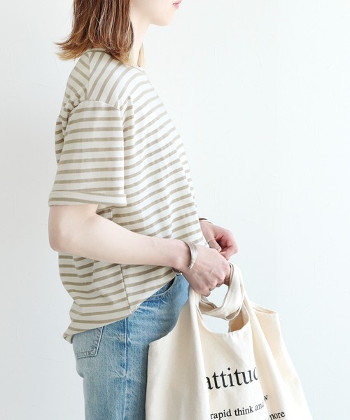 reca(レカ)の「ボーダーリンガーTシャツ(Tシャツ/カットソー・レディース・ブラック/ネイビー/ベージュ/ミント/ラベンダー/ピンク/グレー/ベージュ系その他/ピンク系その他/ブラック系その他/グレー系その他/グリーン系その他・FREE)」の13枚目の写真