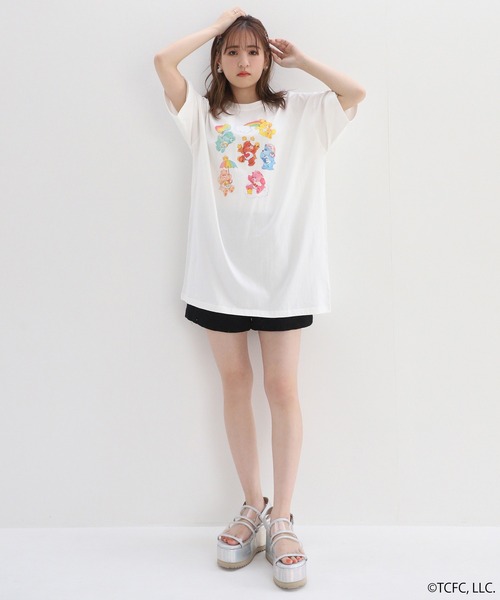 one after another NICE CLAUP（ワンアフターアナザーナイスクラップ）の「ケアベアTM/アソートプリントTee（Tシャツ/カットソー・レディース・ピンク/オフホワイト/サックスブルー・FREE）」の8枚目の写真