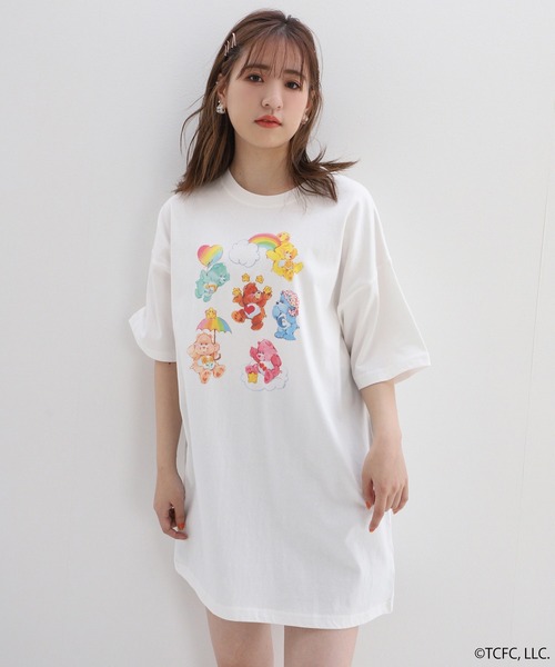 one after another NICE CLAUP（ワンアフターアナザーナイスクラップ）の「ケアベアTM/アソートプリントTee（Tシャツ/カットソー・レディース・ピンク/オフホワイト/サックスブルー・FREE）」の5枚目の写真
