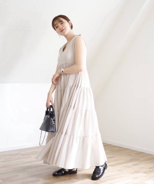 UNFIELD（アンフィールド）の「【UNFIELD ノースリティアードワンピース】（ワンピース・レディース・ブラック/ラベンダー/グレイッシュベージュ・FREE）」の7枚目の写真