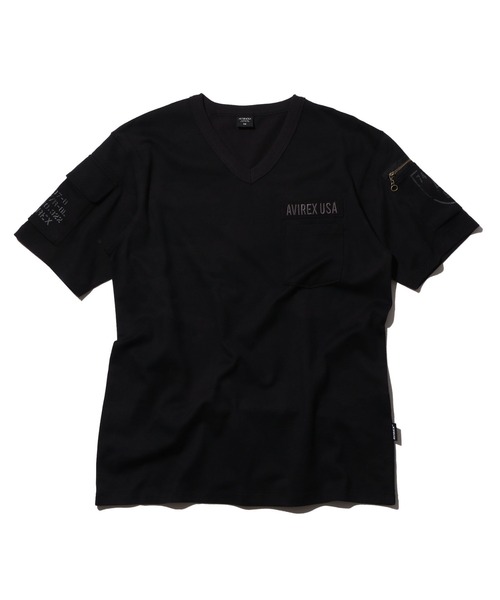 AVIREX（アヴィレックス）の「【WEB限定】ファティーグ Vネック Tシャツ/SS FATIGUE V-NECK T-SHIRT/アヴィレックス/AVIREX（Tシャツ/カットソー・メンズ・オリーブ/Black/White/ブラック/ホワイト/ネイビー・SMALL/X-LARGE/MEDIUM/LARGE/XX-LARGE）」の4枚目の写真