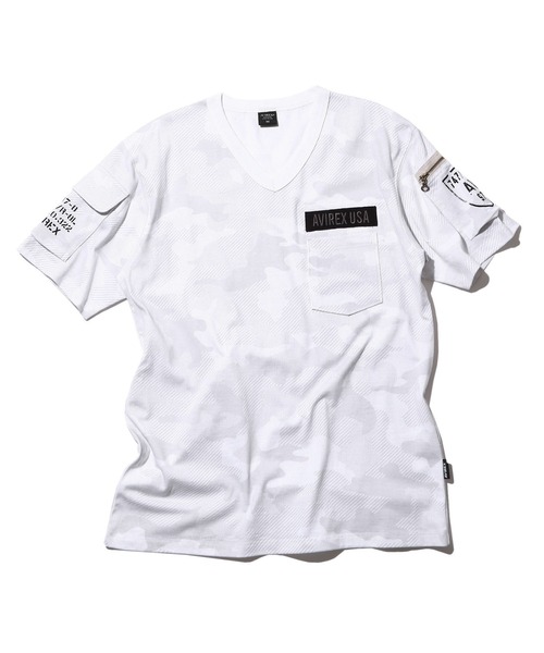 AVIREX（アヴィレックス）の「【WEB限定】ファティーグ Vネック Tシャツ/SS FATIGUE V-NECK T-SHIRT/アヴィレックス/AVIREX（Tシャツ/カットソー・メンズ・オリーブ/Black/White/ブラック/ホワイト/ネイビー・SMALL/X-LARGE/MEDIUM/LARGE/XX-LARGE）」の2枚目の写真