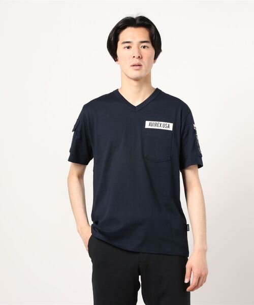 AVIREX（アヴィレックス）の「【WEB限定】ファティーグ Vネック Tシャツ/SS FATIGUE V-NECK T-SHIRT/アヴィレックス/AVIREX（Tシャツ/カットソー・メンズ・オリーブ/Black/White/ブラック/ホワイト/ネイビー・SMALL/X-LARGE/MEDIUM/LARGE/XX-LARGE）」の13枚目の写真