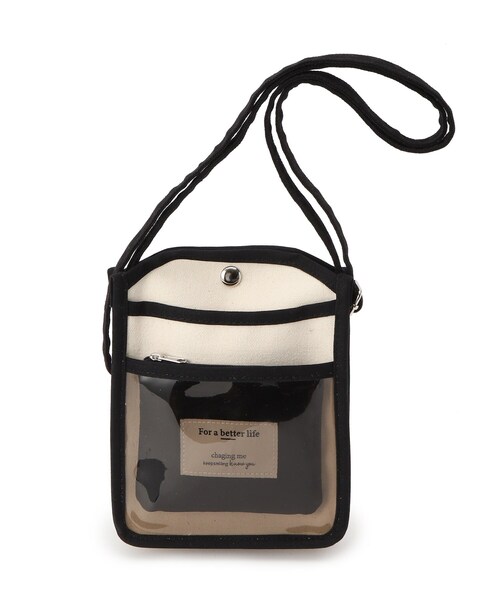 SHOO・LA・RUE（シューラルー）の「◆ビニール×キャンバスミニショルダー（ショルダーバッグ・レディース・ブラック/ピンク系/サンドベージュ/ナチュラル/ブルー・00）」の3枚目の写真