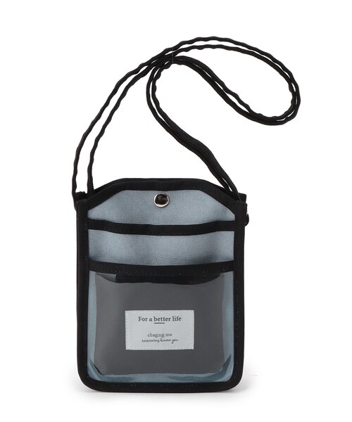 SHOO・LA・RUE（シューラルー）の「◆ビニール×キャンバスミニショルダー（ショルダーバッグ・レディース・ブラック/ピンク系/サンドベージュ/ナチュラル/ブルー・00）」の4枚目の写真