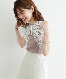 natural couture | 【WEB限定】レース付け衿シンプルリブニット(ニット/セーター)