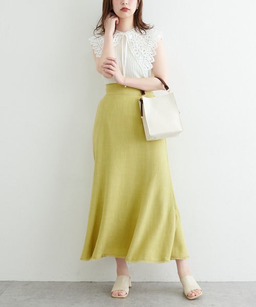 natural couture(ナチュラルクチュール)の「【WEB限定】レース付け衿シンプルリブニット(ニット/セーター・レディース・ブラック/アイボリー/ラベンダー・FREE)」の6枚目の写真