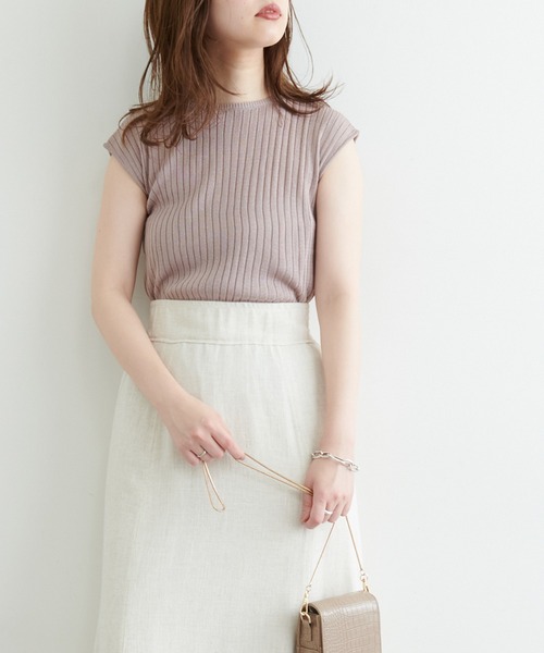 natural couture(ナチュラルクチュール)の「【WEB限定】レース付け衿シンプルリブニット(ニット/セーター・レディース・ブラック/アイボリー/ラベンダー・FREE)」の14枚目の写真