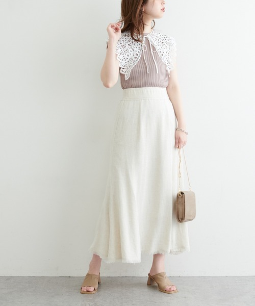 natural couture(ナチュラルクチュール)の「【WEB限定】レース付け衿シンプルリブニット(ニット/セーター・レディース・ブラック/アイボリー/ラベンダー・FREE)」の13枚目の写真